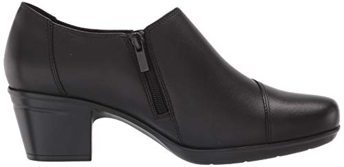 Clarks Women's Emslie Warren Slip-on Loafer,Black Leather,6.5 M US