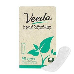 Veeda Ultra Thin Natural Cotton Breathable Daily Liners are Always Chlorine and Toxin Free, Hypoallergenic, 40 Count (Pack of 3)