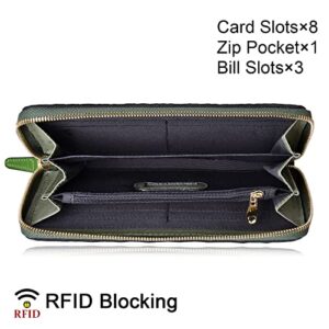 PIJUSHI Wristlet Wallet Crocodile Leather Wallets for Women Ladies Clutch Purse (1058 Green)