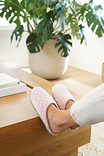 Dearfoams Women's Leslie Washable Memory Foam Terry Clog with Wide Widths Slipper, Fresh Pink, Medium