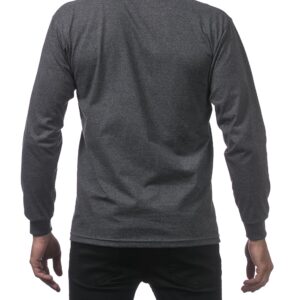 Pro Club Men's Heavyweight Cotton Long Sleeve Crew Neck T-Shirt, Large/Tall, Charcoal