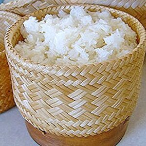 Thai Traditional Handmade ''Kra-Tip'' Sticky Rice Serving Basket Medium Size 5''x4"