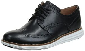 cole haan men's original grand shortwing oxford shoe, black leather/white, 12 medium us