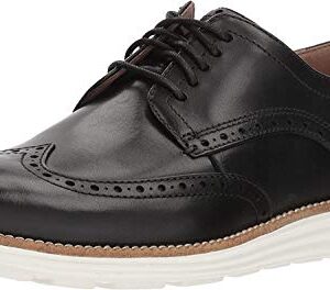 Cole Haan Men's Original Grand Shortwing Oxford Shoe, Black Leather/White, 12 Medium US