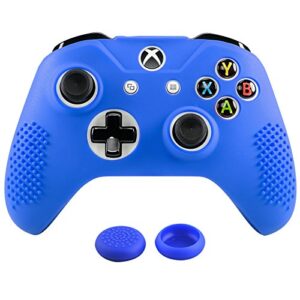 extremerate soft anti-slip dark blue silicone controller cover skins thumb grips caps protective case for xbox one x s controller - blue