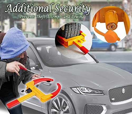 Zento Deals Security Tire Clamp - Heavy Duty Anti- Theft Vehicle Wheel Lock for Car Trailer