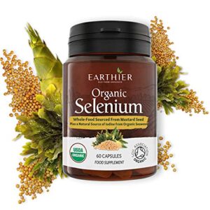 Organic Selenium 200 mcg with Iodine and Silica All from Certified Organic Whole Foods - Two Month Supply