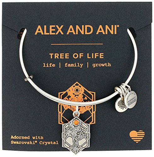 Alex and Ani Path of Symbols Expandable Bangle for Women, Tree of Life Charm, Rafaelian Silver Finish, 2 to 3.5 in