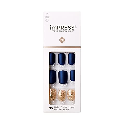 KISS imPRESS Press-On Manicure, Nail Kit, PureFit Technology, Short Press-On Nails, 'Wannabe Star', Includes Prep Pad, Mini Nail File, Cuticle Stick, and 30 Fake Nails