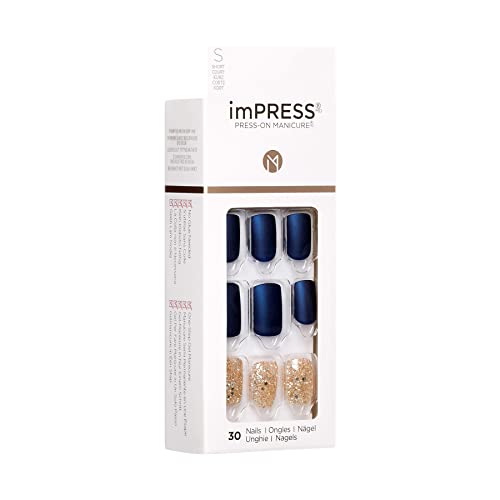 KISS imPRESS Press-On Manicure, Nail Kit, PureFit Technology, Short Press-On Nails, 'Wannabe Star', Includes Prep Pad, Mini Nail File, Cuticle Stick, and 30 Fake Nails