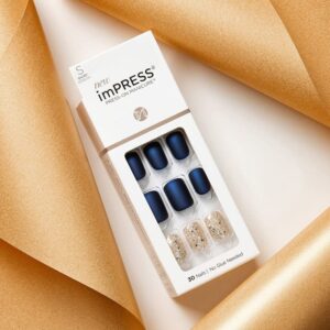 KISS imPRESS Press-On Manicure, Nail Kit, PureFit Technology, Short Press-On Nails, 'Wannabe Star', Includes Prep Pad, Mini Nail File, Cuticle Stick, and 30 Fake Nails