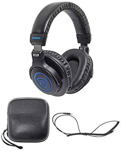 Rockville DJ Headphones w/Detachable Coil Cable, Case+Extra Ear Pad (DJ1500)