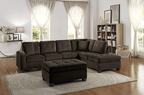 Homelegance Emilio 2-Piece Reversible Sectional Sofa - Chocolate