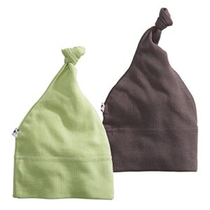 babysoy modern knot beanie hat pack of 2 (0-6 months, acorn + meadow)