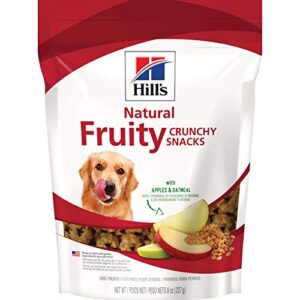 hill's natural dog treats crunchy fruity snacks with apples & oatmeal, healthy dog snacks, 8 oz. bag