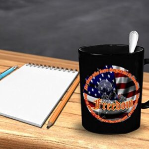 Vitazi Kitchenware Novelty Gifts - Patriotic Mug (11oz) For Those Who Have Fought For It, Freedom Has a Flavor The Protected Will Never Know, With Image Ceramic Coffee Cup (Black)