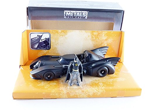 Dc Comic 1989 Batmobile With 2.75" Batman Metals Diecast Vehicle With Figure, Black