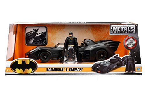 Dc Comic 1989 Batmobile With 2.75" Batman Metals Diecast Vehicle With Figure, Black