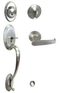 ebuilderdirect satin nickel lock door lever handle entry/privacy/passage/dummy/deadbolt/handleset 8101dc (front door handle set keyed alike)