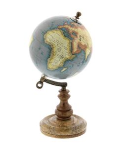deco 79 plastic globe with wood base, 5" x 5" x 10", brown