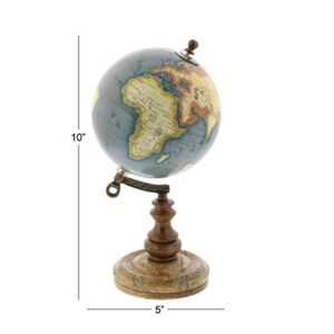 Deco 79 Plastic Globe with Wood Base, 5" x 5" x 10", Brown