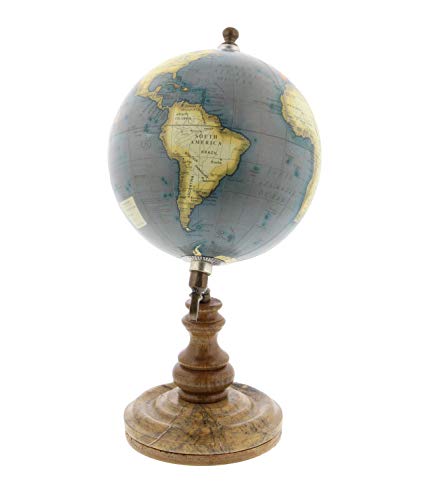 Deco 79 Plastic Globe with Wood Base, 5" x 5" x 10", Brown