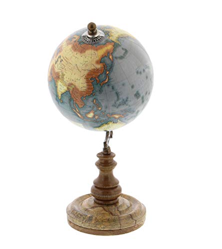 Deco 79 Plastic Globe with Wood Base, 5" x 5" x 10", Brown