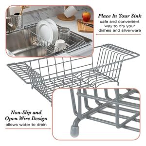 Kitchen Details Sink Dish Drainer Drying Rack | Dimensions: 19. 92" x 7. 99" x 5. 12" | Space Saving | Kitchen | Fits Over Standard Sink | Grey