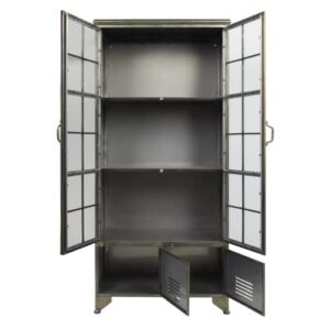 Creative Co-Op Metal 4 Doors Cabinet, Muted Gold