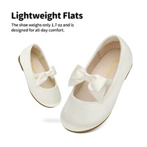 DREAM PAIRS Girls Mary Jane Front Bow Ballerina Flat Dress Shoes, Sophia-22-ivory - 11 Little Kid (Sophia-22)