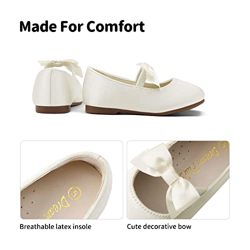 DREAM PAIRS Girls Mary Jane Front Bow Ballerina Flat Dress Shoes, Sophia-22-ivory - 11 Little Kid (Sophia-22)