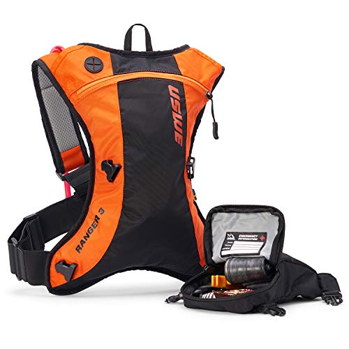 USWE Ranger 3L, Hydration Pack with 2.0L/ 70 oz Water Bladder, Backpack for Enduro and Off-Road Motorcycle, Bounce Free, Orange Black