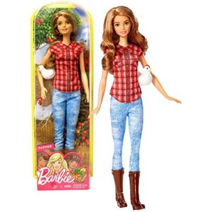 barbie unknown mattel year 2016 career 12" doll as farmer (dvf53) with chicken, multicolor