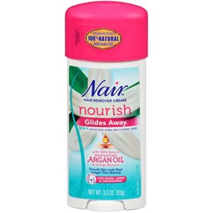 nair hair remover glides away max, moroccan argan oil, for bikini, arms & underarms, 3.3 oz. by nair