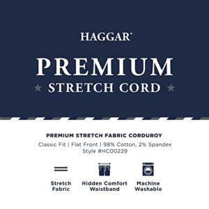 Haggar mens Stretch Corduroy Expandable Waist Classic Fit Flat Front Casual Pants, Dark Grey, 32W x 32L US