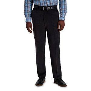 haggar mens stretch corduroy expandable waist classic fit flat front casual pants, dark grey, 32w x 32l us