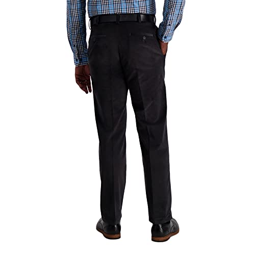Haggar mens Stretch Corduroy Expandable Waist Classic Fit Flat Front Casual Pants, Dark Grey, 32W x 32L US