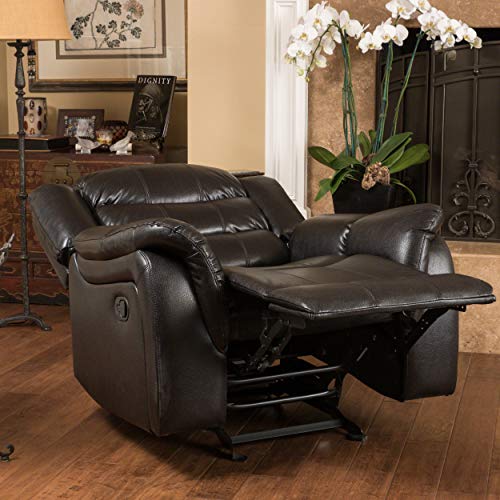 GDFStudio CHRISTOPHER KNIGHT HOME Great Deal Furniture Merit Black Leather Recliner/Glider Chair