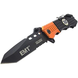 tac force 8.5" emt rescue spring assisted tactical pocket knife blade open