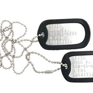 Yippo Accessories Custom Embossed Genuine U.S. Military Spec Army Navy Marines Air Force Dog Tags