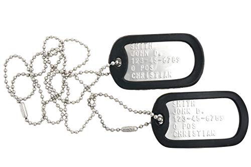 Yippo Accessories Custom Embossed Genuine U.S. Military Spec Army Navy Marines Air Force Dog Tags