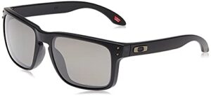 oakley men's oo9102 holbrook square sunglasses, matte black on black/prizm black polarized, 57 mm