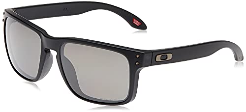 Oakley Men's OO9102 Holbrook Square Sunglasses, Matte Black on Black/Prizm Black Polarized, 57 mm