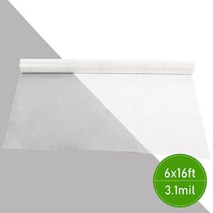 Agfabric Greenhouse Film 6x16ft 3.1Mil Plastic Covering Clear Polyethylene UV Resistant