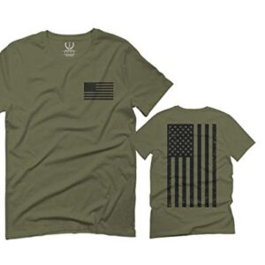 Vintage American Flag United States of America Military Army Marine us Navy USA for Men T Shirt (Olive Green, Large)