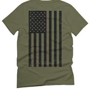 Vintage American Flag United States of America Military Army Marine us Navy USA for Men T Shirt (Olive Green, Large)