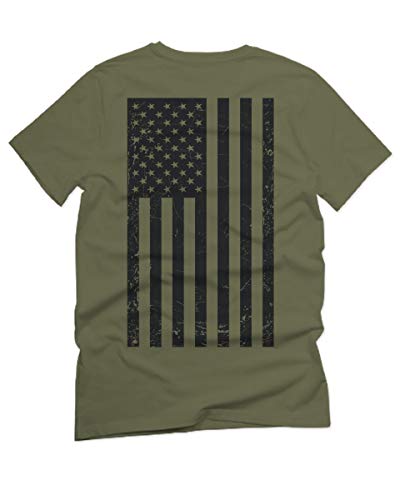 Vintage American Flag United States of America Military Army Marine us Navy USA for Men T Shirt (Olive Green, Large)