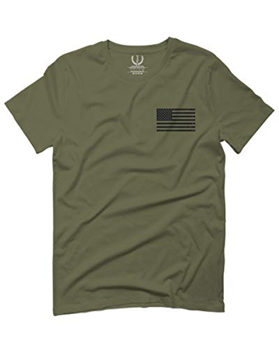 Vintage American Flag United States of America Military Army Marine us Navy USA for Men T Shirt (Olive Green, Large)