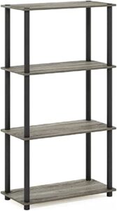 furinno (99557gyw/bk) turn-n-tube 4-tier multipurpose shelf display rack - french oak grey/black