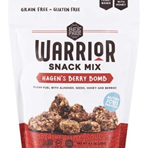 BeeFree Warrior Mix Gluten Free Granola - Soft Chunky Granola Bites | Paleo Granola, Low Carb, Grain Free, Preservative Free, Oat Free | Granola for Yogurt, Low Calorie Snacks | Hagen’s Berry Bomb, 9 Ounce Bag